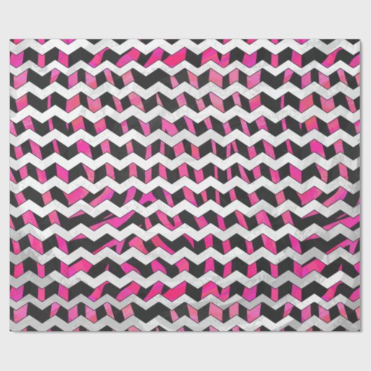 Zebra Chevron Black en Hot Pink Cadeaupapier (Vlak)