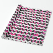 Zebra Chevron Black en Hot Pink Cadeaupapier (Uitgerold)