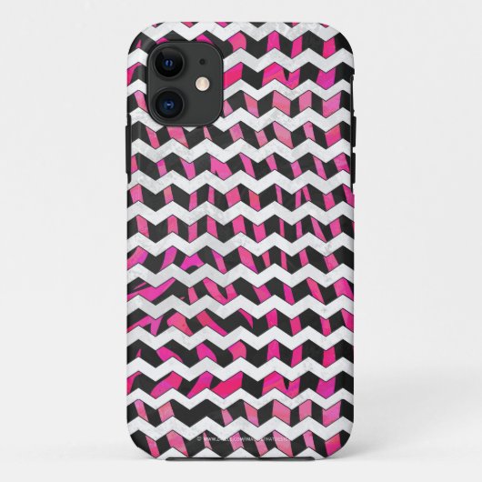 Zebra Chevron Black en Hot Pink Case-Mate iPhone Case (Achterkant)