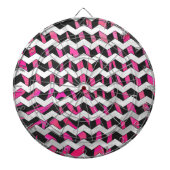 Zebra Chevron Black en Hot Pink Dartbord (Voorkant)