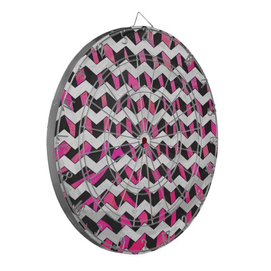 Zebra Chevron Black en Hot Pink Dartbord (Voorkant Links)