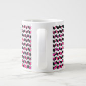 Zebra Chevron Black en Hot Pink Grote Koffiekop (Achterkant)