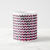 Zebra Chevron Black en Hot Pink Grote Koffiekop (Voorkant)
