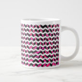 Zebra Chevron Black en Hot Pink Grote Koffiekop (Rechts)