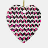 Zebra Chevron Black en Hot Pink Keramisch Ornament (Rechts)