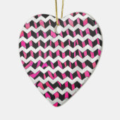 Zebra Chevron Black en Hot Pink Keramisch Ornament (Links)