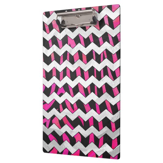 Zebra Chevron Black en Hot Pink Klembord (Links)