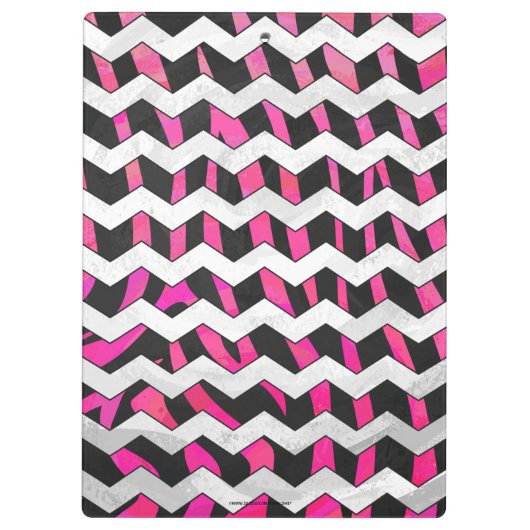 Zebra Chevron Black en Hot Pink Klembord (Achterkant)