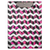 Zebra Chevron Black en Hot Pink Klembord (Voorkant)