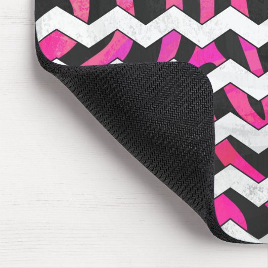 Zebra Chevron Black en Hot Pink Muismat (Hoek)