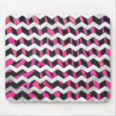 Zebra Chevron Black en Hot Pink Muismat (Voorkant)