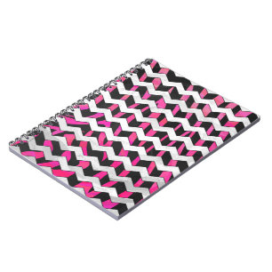 Zebra Chevron Black en Hot Pink Notitieboek