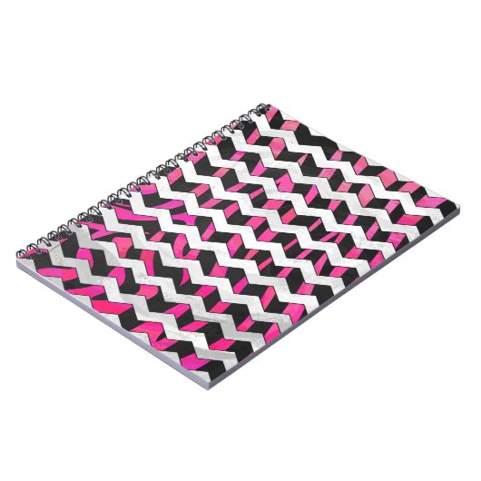 Zebra Chevron Black en Hot Pink Notitieboek (Linkerzijde)