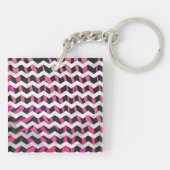 Zebra Chevron Black en Hot Pink Sleutelhanger (Achterkant)