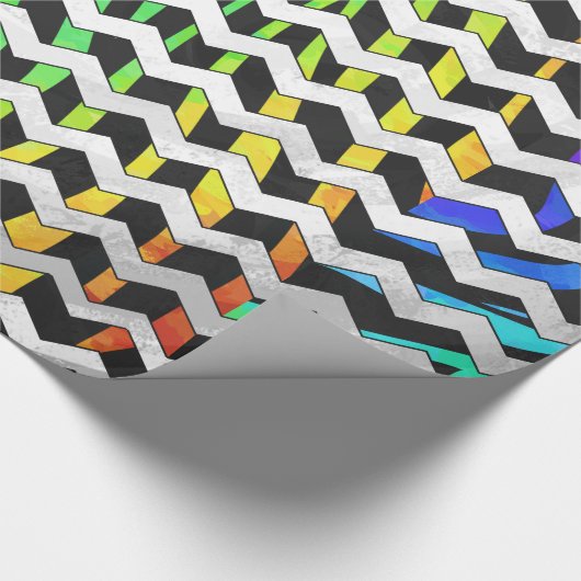 Zebra Chevron Black en Rainbow Print Cadeaupapier (Hoek)