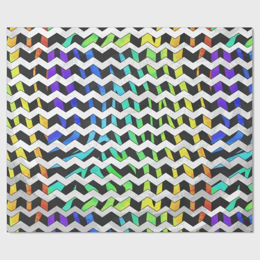 Zebra Chevron Black en Rainbow Print Cadeaupapier (Vlak)