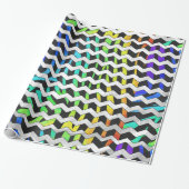 Zebra Chevron Black en Rainbow Print Cadeaupapier (Uitgerold)