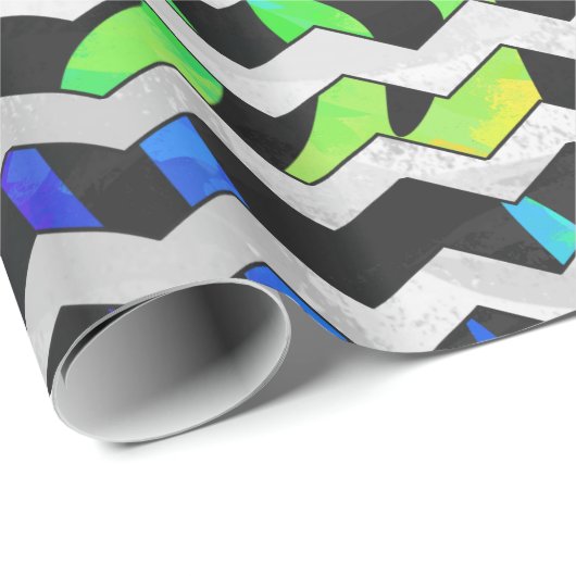 Zebra Chevron Black en Rainbow Print Cadeaupapier (Rol Hoek)