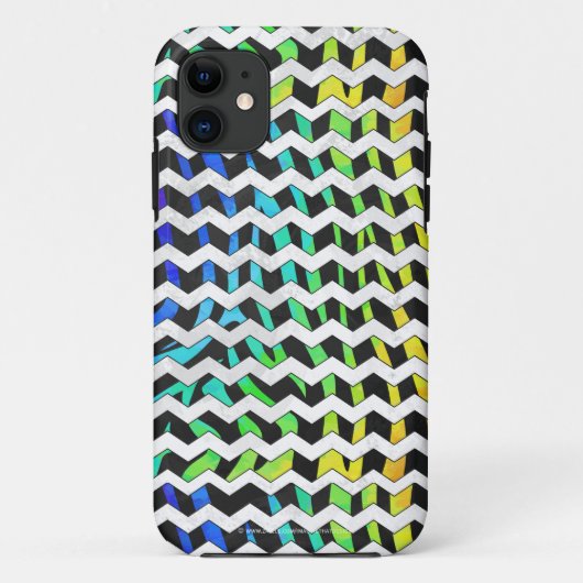 Zebra Chevron Black en Rainbow Print Case-Mate iPhone Case (Achterkant)