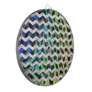 Zebra Chevron Black en Rainbow Print Dartbord