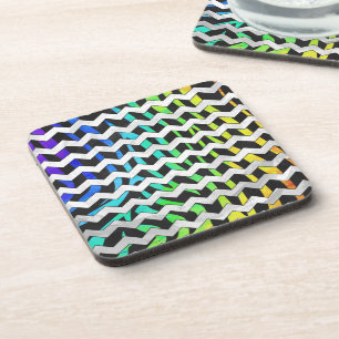 Zebra Chevron Black en Rainbow Print Drankjes Onderzetter