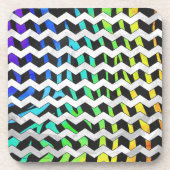 Zebra Chevron Black en Rainbow Print Drankjes Onderzetter (Voorkant)