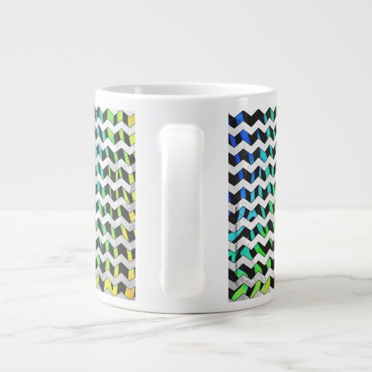 Zebra Chevron Black en Rainbow Print Grote Koffiekop (Achterkant)
