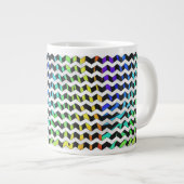 Zebra Chevron Black en Rainbow Print Grote Koffiekop (Voorkant rechts)