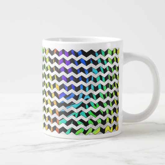 Zebra Chevron Black en Rainbow Print Grote Koffiekop (Rechts)
