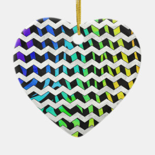 Zebra Chevron Black en Rainbow Print Keramisch Ornament