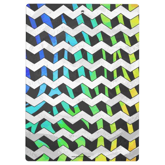 Zebra Chevron Black en Rainbow Print Klembord (Achterkant)