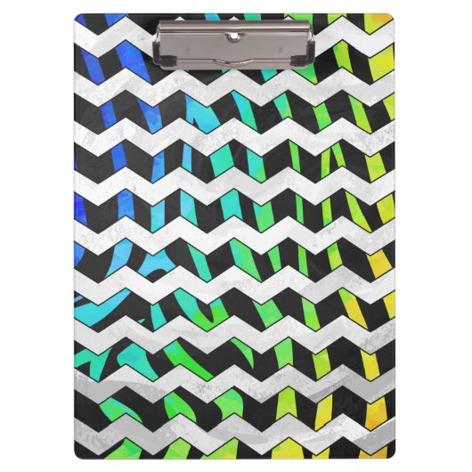Zebra Chevron Black en Rainbow Print Klembord (Voorkant)