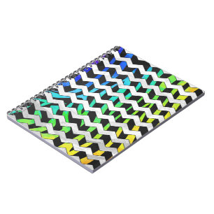 Zebra Chevron Black en Rainbow Print Notitieboek