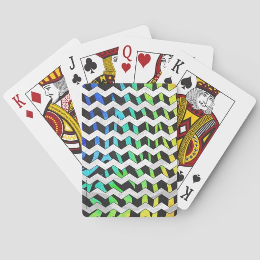 Zebra Chevron Black en Rainbow Print Pokerkaarten (Achterkant)