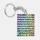 Zebra Chevron Black en Rainbow Print Sleutelhanger (Voorkant Links)