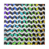 Zebra Chevron Black en Rainbow Print Tegeltje (Voorkant)