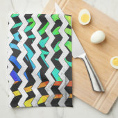 Zebra Chevron Black en Rainbow Print Theedoek (Quarter Fold)