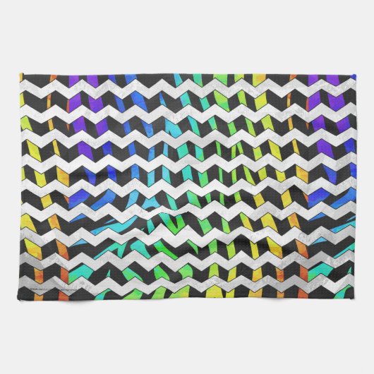 Zebra Chevron Black en Rainbow Print Theedoek (Horizontaal)