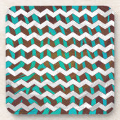 Zebra Chevron Brown en Blauwgroen print Bier Onderzetter (Voorkant)