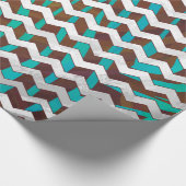 Zebra Chevron Brown en Blauwgroen print Cadeaupapier (Hoek)