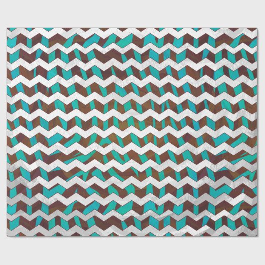 Zebra Chevron Brown en Blauwgroen print Cadeaupapier (Vlak)