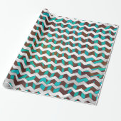 Zebra Chevron Brown en Blauwgroen print Cadeaupapier (Uitgerold)