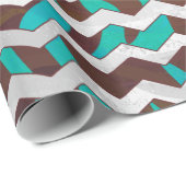 Zebra Chevron Brown en Blauwgroen print Cadeaupapier (Rol Hoek)