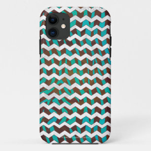 Zebra Chevron Brown en Blauwgroen print Case-Mate iPhone Case