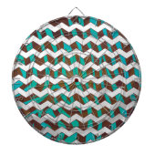 Zebra Chevron Brown en Blauwgroen print Dartbord (Voorkant)