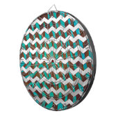 Zebra Chevron Brown en Blauwgroen print Dartbord (Voorkant Rechts)
