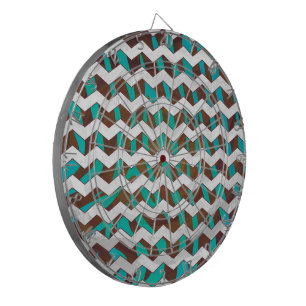 Zebra Chevron Brown en Blauwgroen print Dartbord