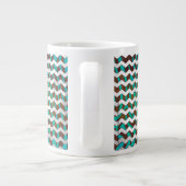 Zebra Chevron Brown en Blauwgroen print Grote Koffiekop (Achterkant)