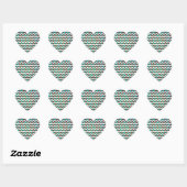 Zebra Chevron Brown en Blauwgroen print Hart Sticker (Vel)
