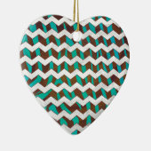 Zebra Chevron Brown en Blauwgroen print Keramisch Ornament (Rechts)